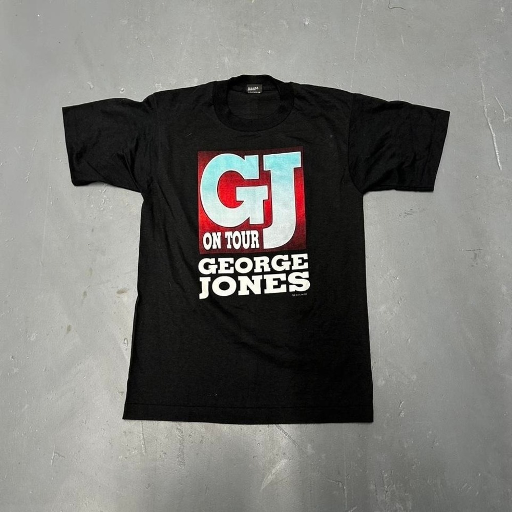 American Vintage Black T-Shirt with Red and Light Blue Graphic